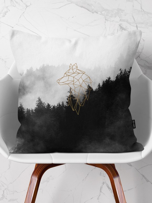 Throw Pillow Golden Wolf