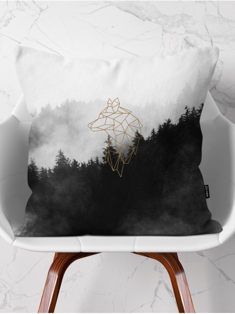 Golden Wolf Pillow