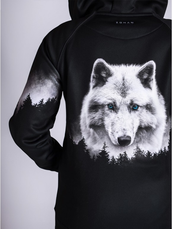 Zipped Silver Wolf Hoodie